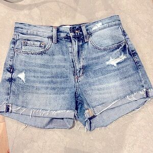 Pistola Distressed Denim Shorts Cuffed with Raw Hem Blue Size 27